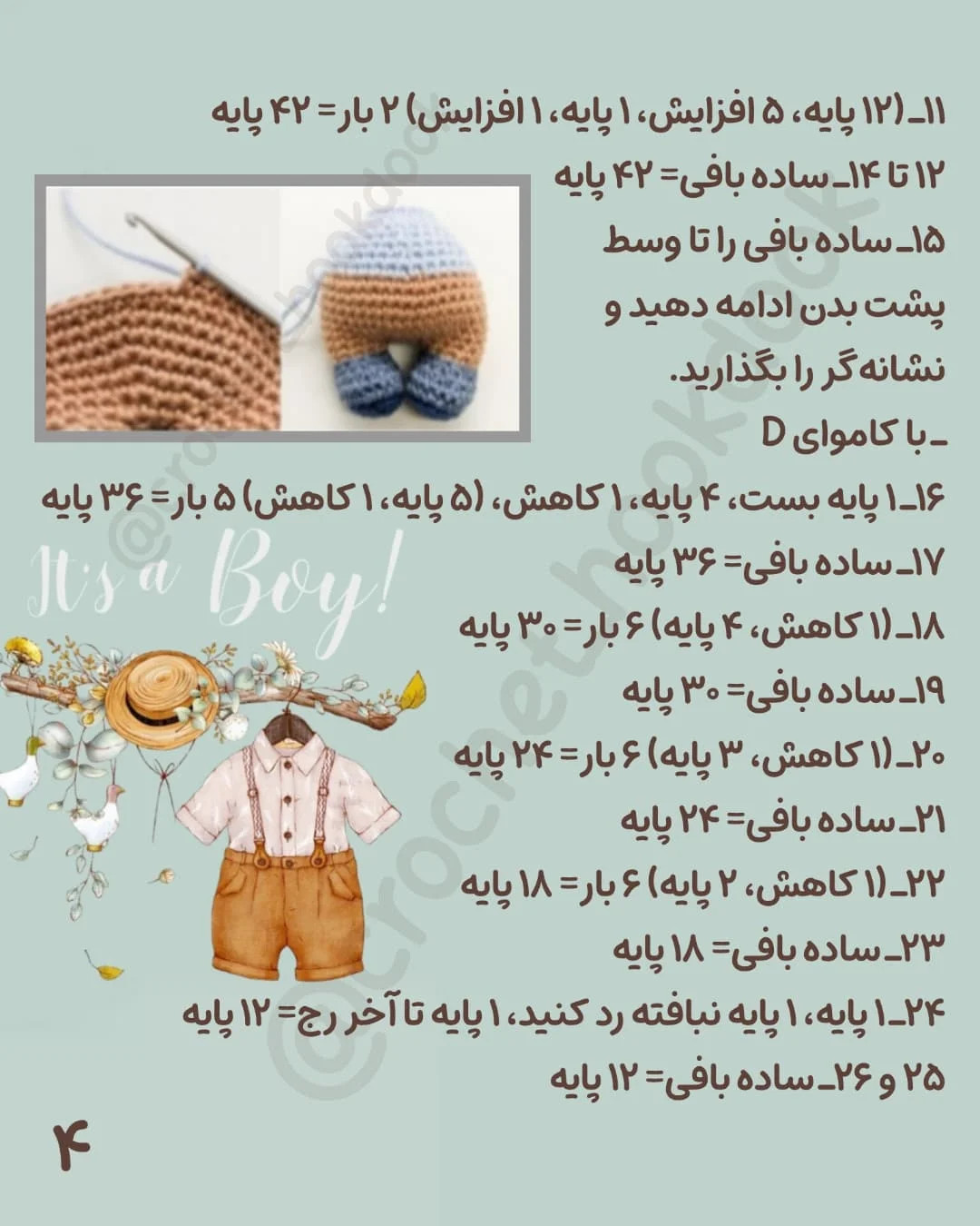 طرح بافتنی عروسک بامزه با موهای فر