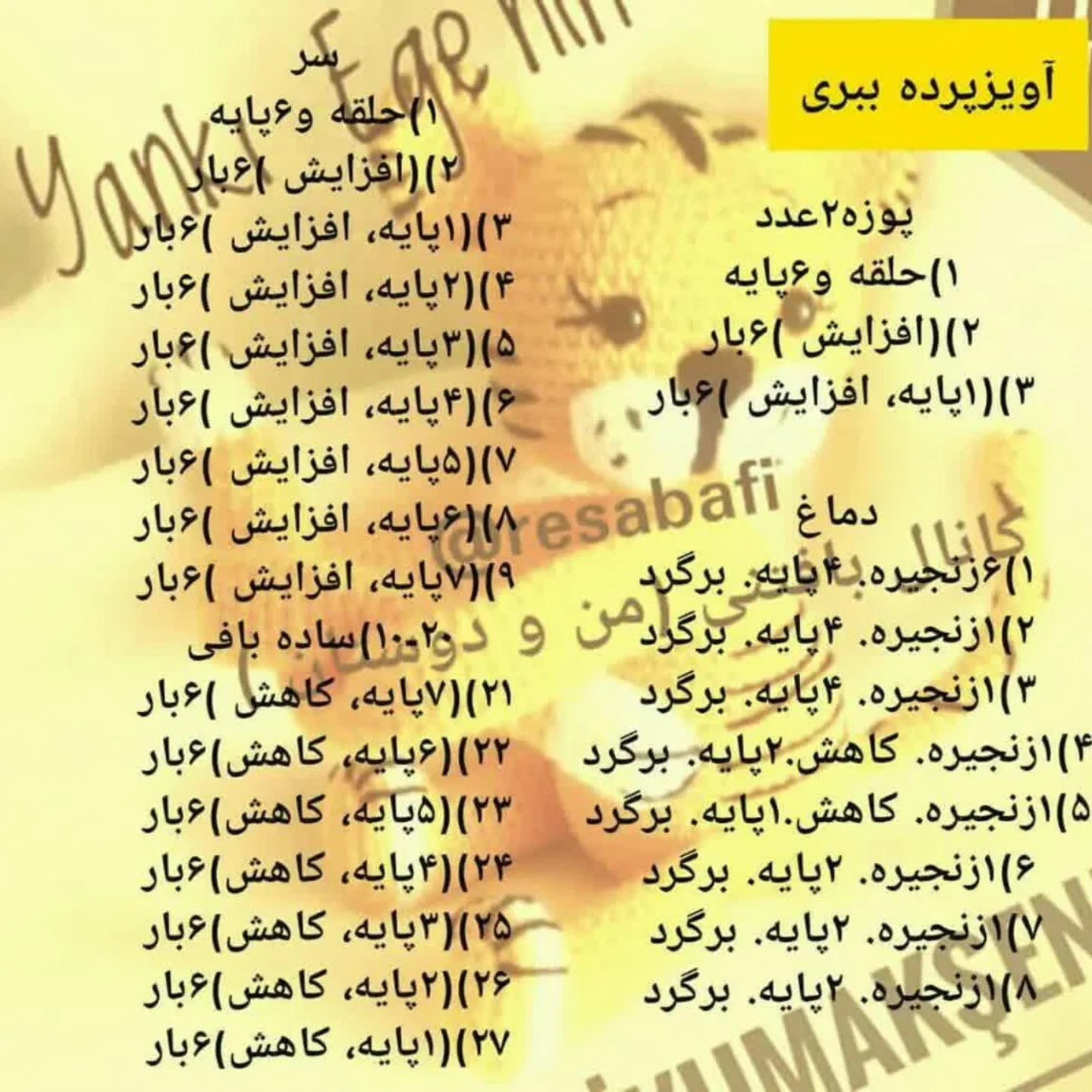 طرح بافتنی ببر زیبا برای پرده