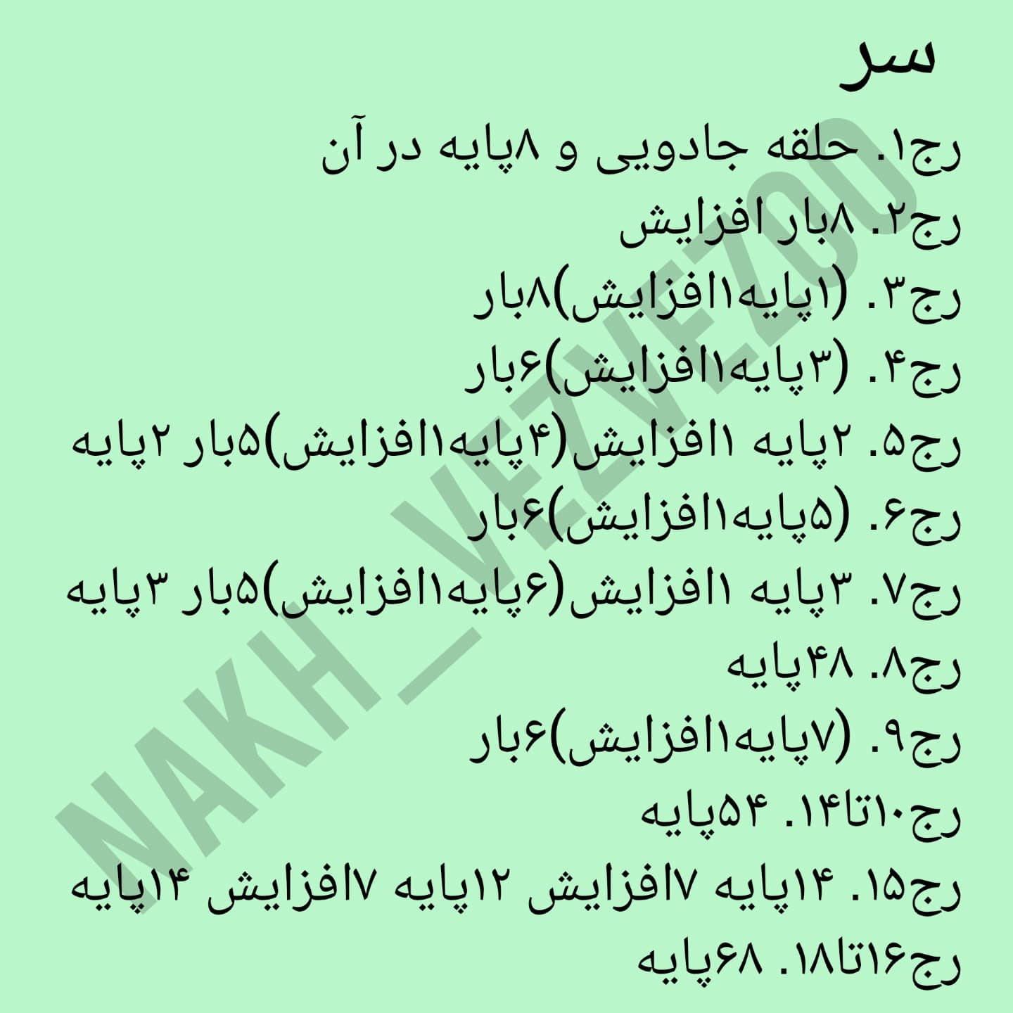 طرح بافتنی خرگوش بامزه با نگارش فارسی