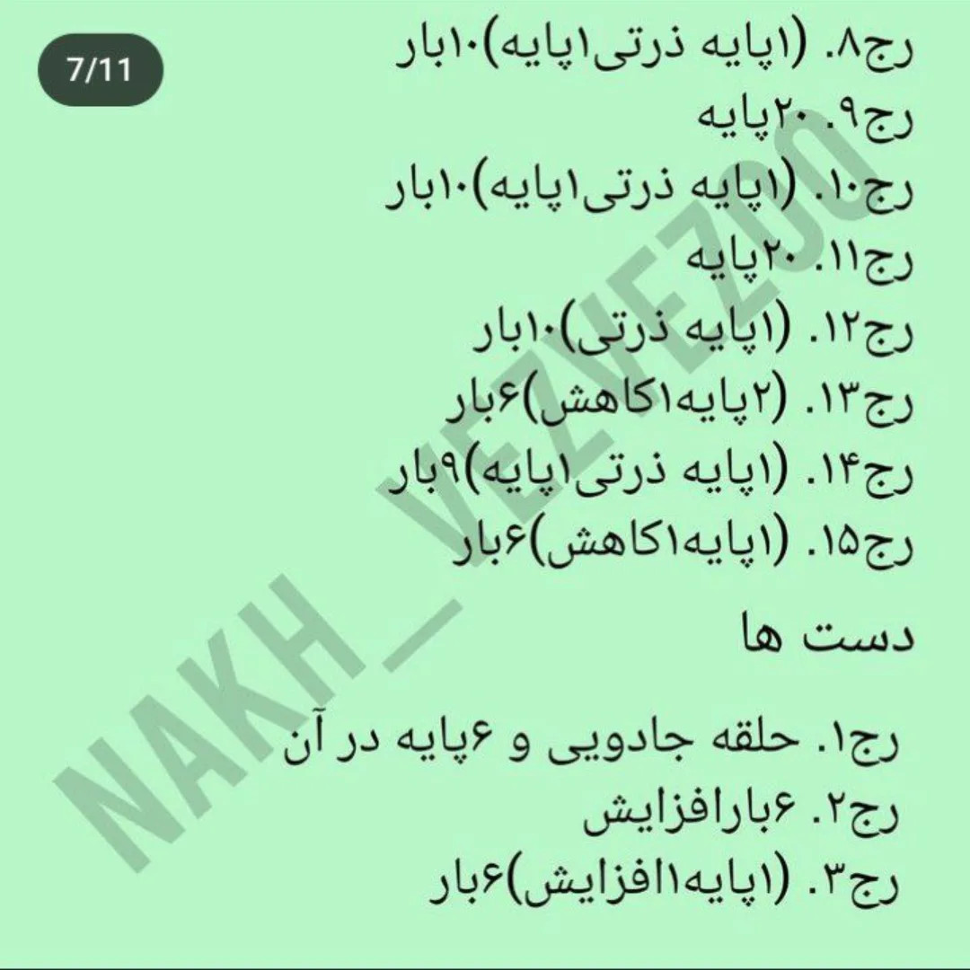 طرح بافتنی خرگوش بامزه با نگارش فارسی