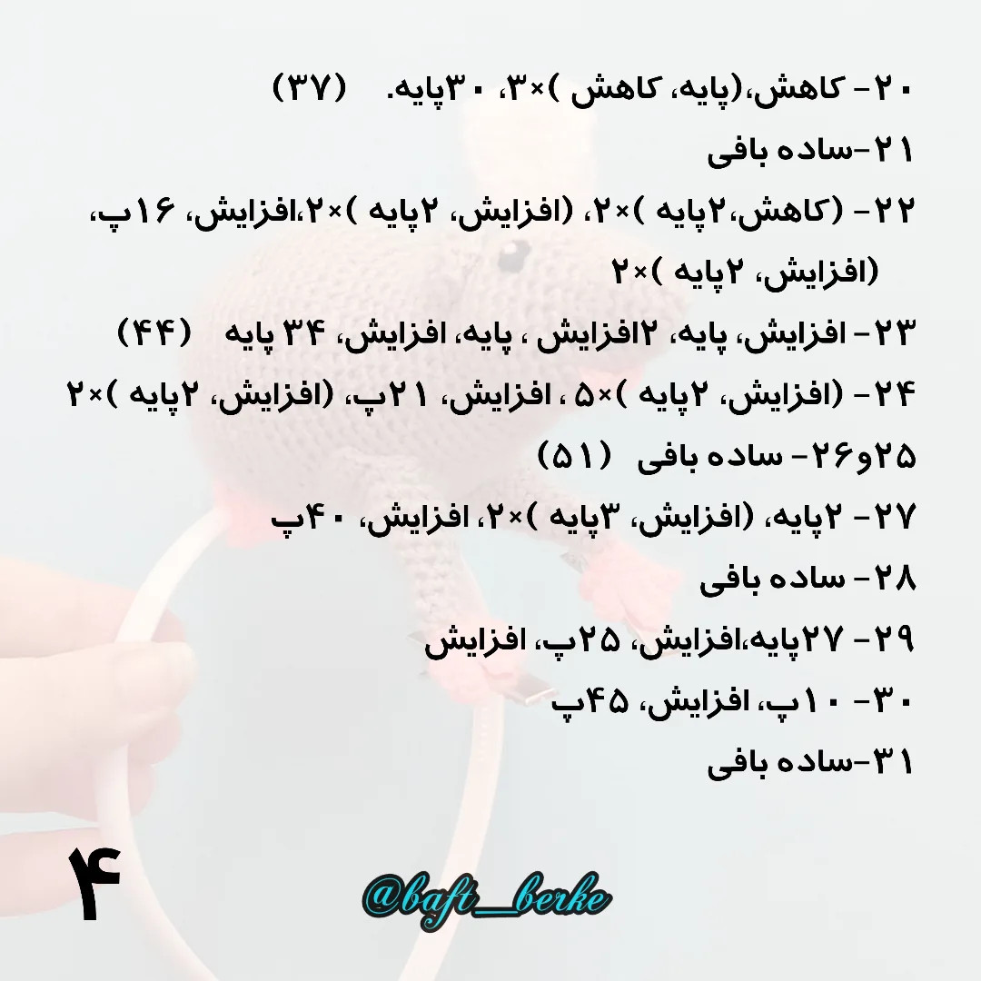 طرح بافتنی موش روی هدبند اینم از آموزش بافت موش سرآشپز، هرجا سوال داشتی بگو تا راهنمایت کنم 😉