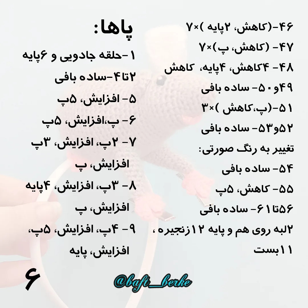 طرح بافتنی موش روی هدبند اینم از آموزش بافت موش سرآشپز، هرجا سوال داشتی بگو تا راهنمایت کنم 😉