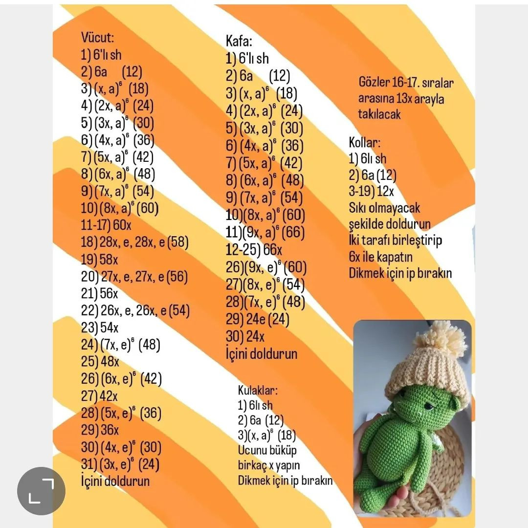 Ücretsiz Amigurumi Ayı Tığ İşi Şeması