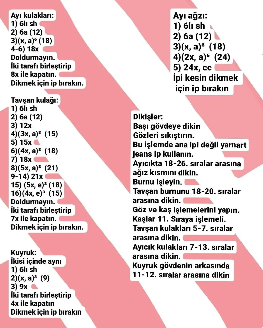Ücretsiz amigurumi ayı ve tavşan modeli