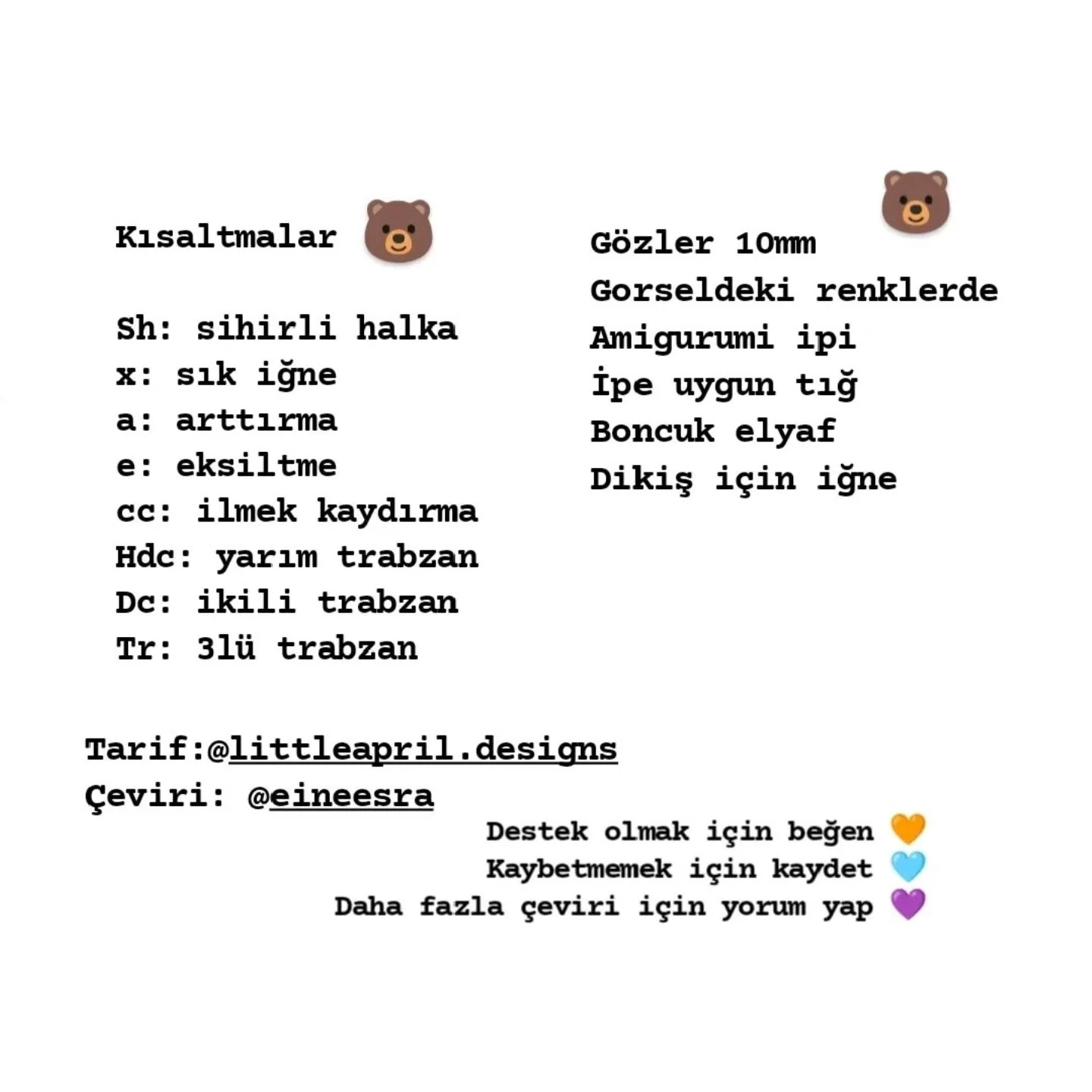 Ücretsiz amigurumi ayı yapılışı şemamız