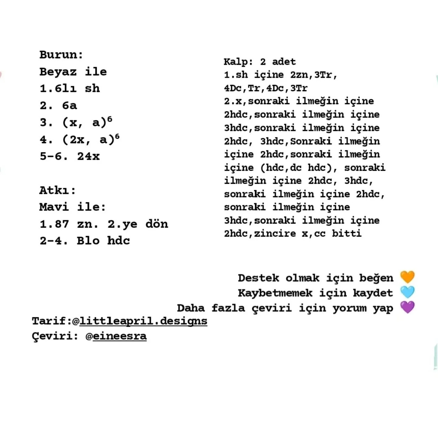 Ücretsiz amigurumi ayı yapılışı şemamız
