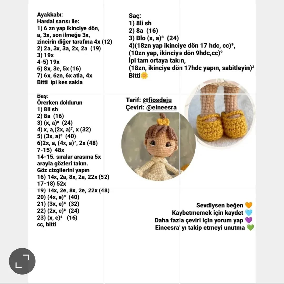 Ücretsiz Amigurumi Bebek Örgü Şeması