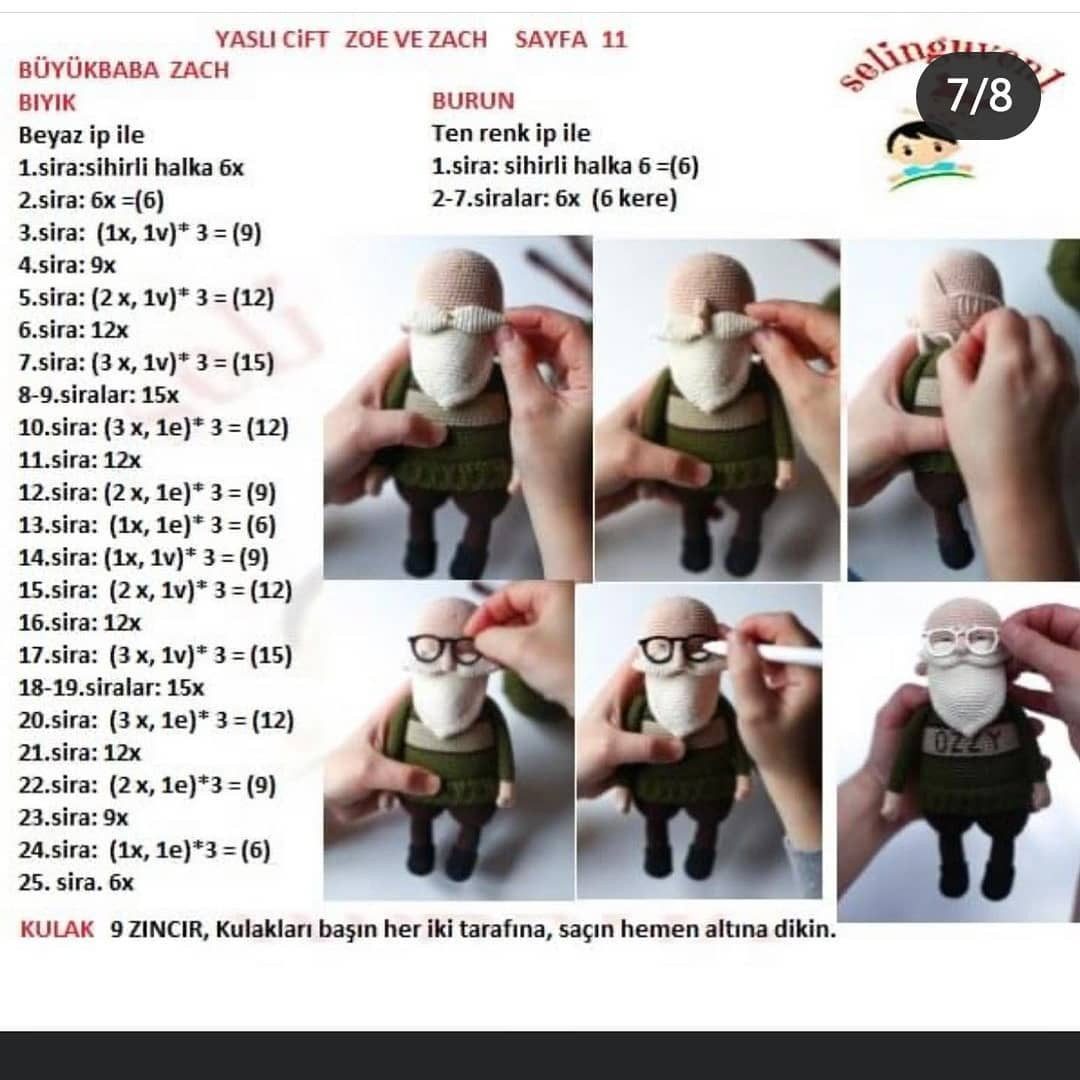 Ücretsiz Amigurumi Büyükbaba ve Büyükanne Tığ İşi Tarifi
