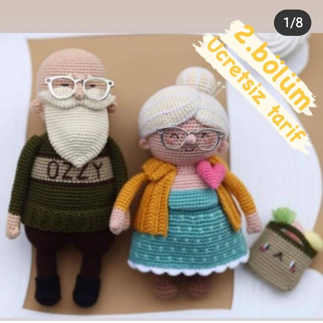 Ücretsiz Amigurumi Büyükbaba ve Büyükanne Tığ İşi Tarifi