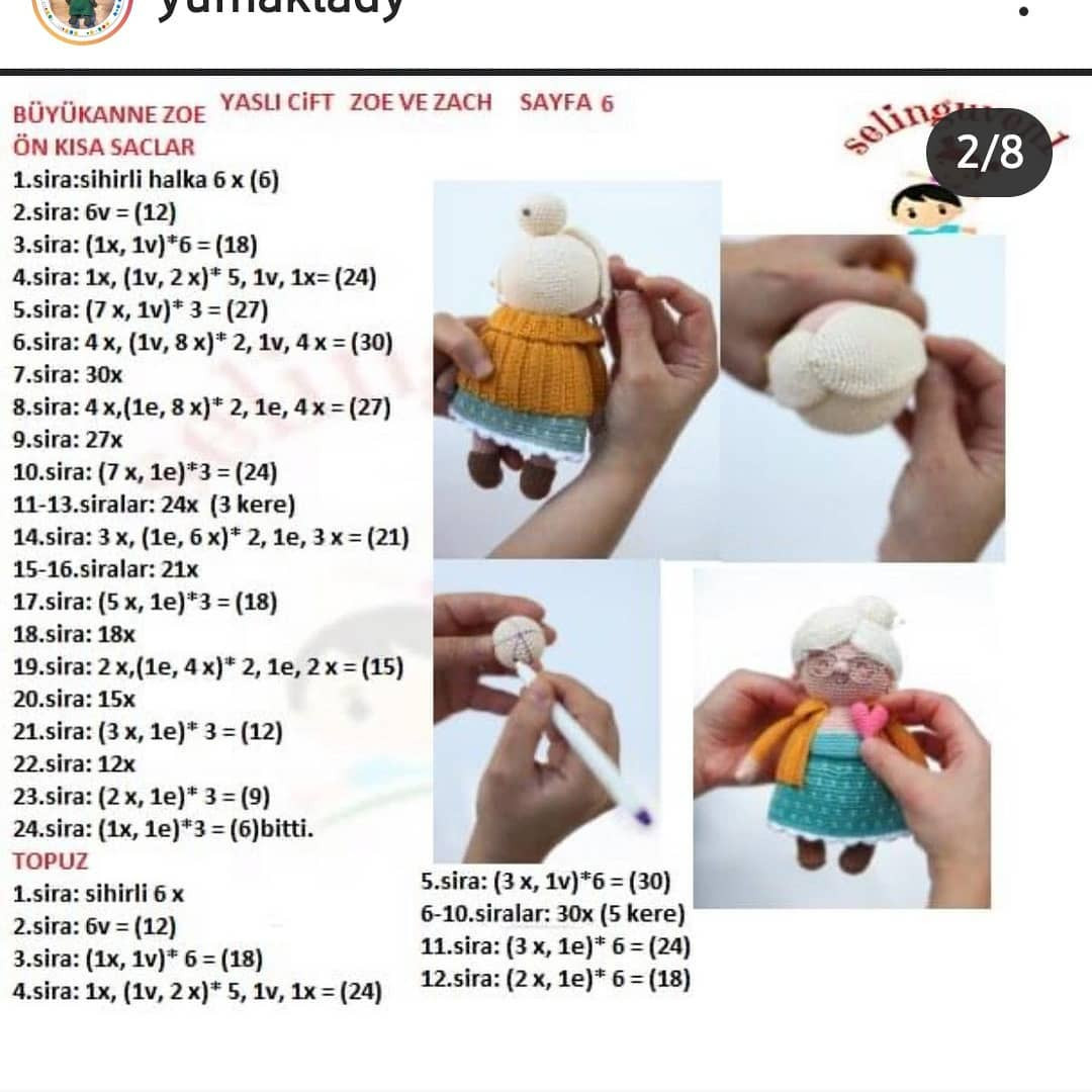 Ücretsiz Amigurumi Büyükbaba ve Büyükanne Tığ İşi Tarifi