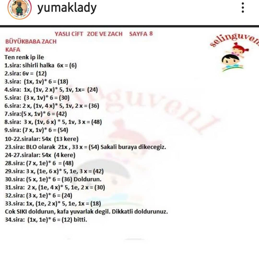 Ücretsiz Amigurumi Büyükbaba ve Büyükanne Tığ İşi Tarifi
