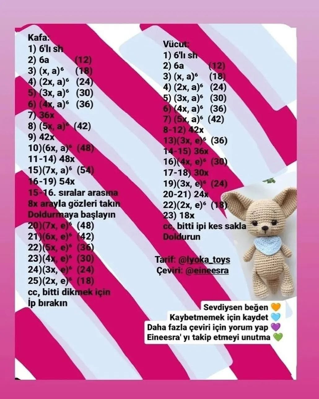 Ücretsiz Amigurumi Köpek Tığ İşi Şeması