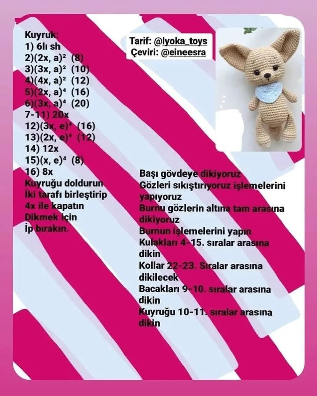 Ücretsiz Amigurumi Köpek Tığ İşi Şeması