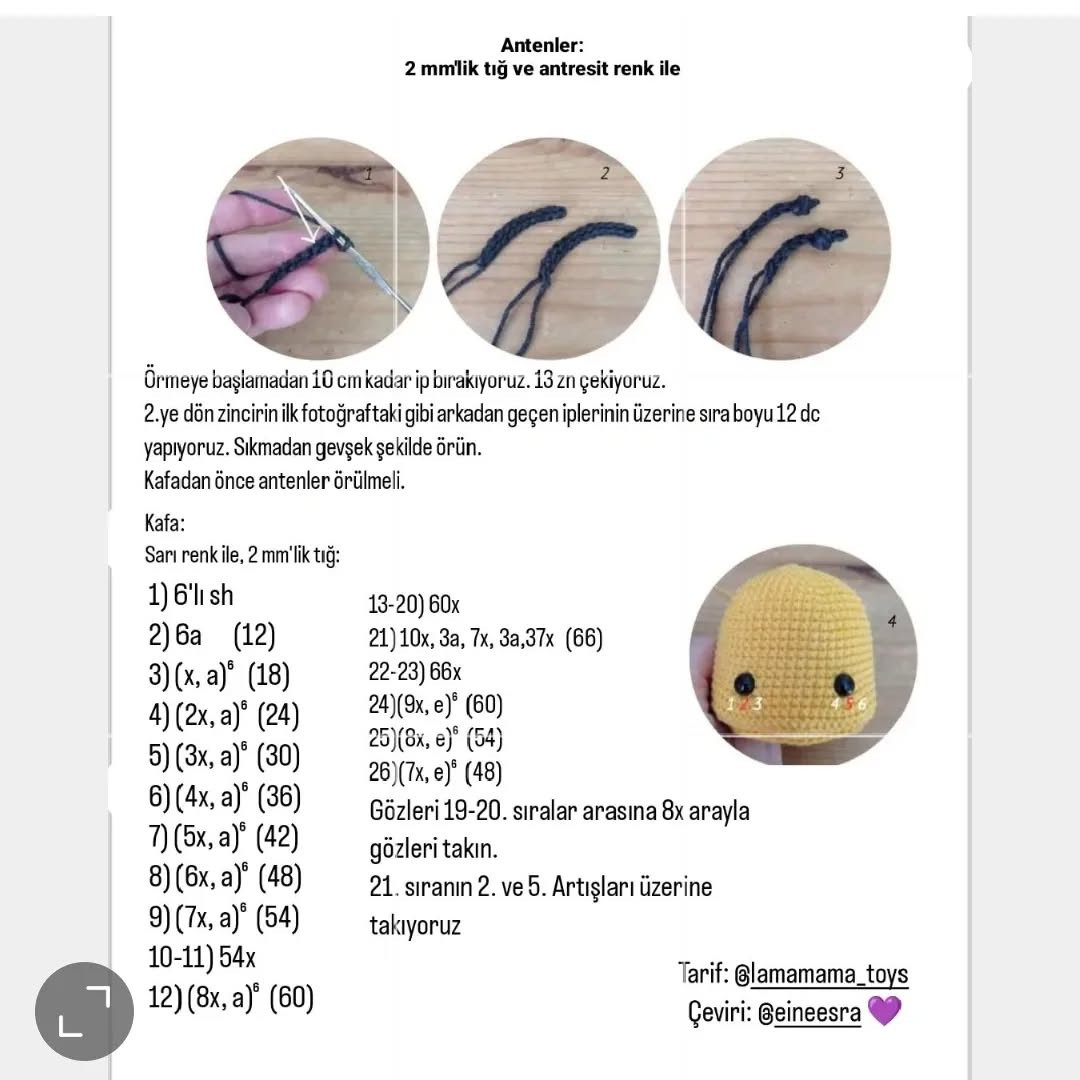 Ücretsiz Arı Amigurumi Yapımı