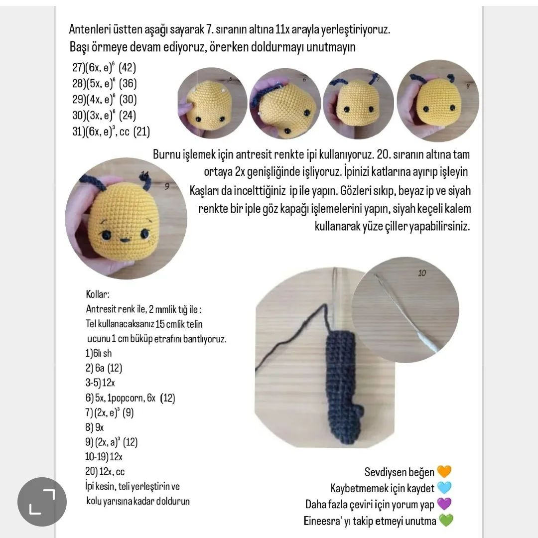 Ücretsiz Arı Amigurumi Yapımı