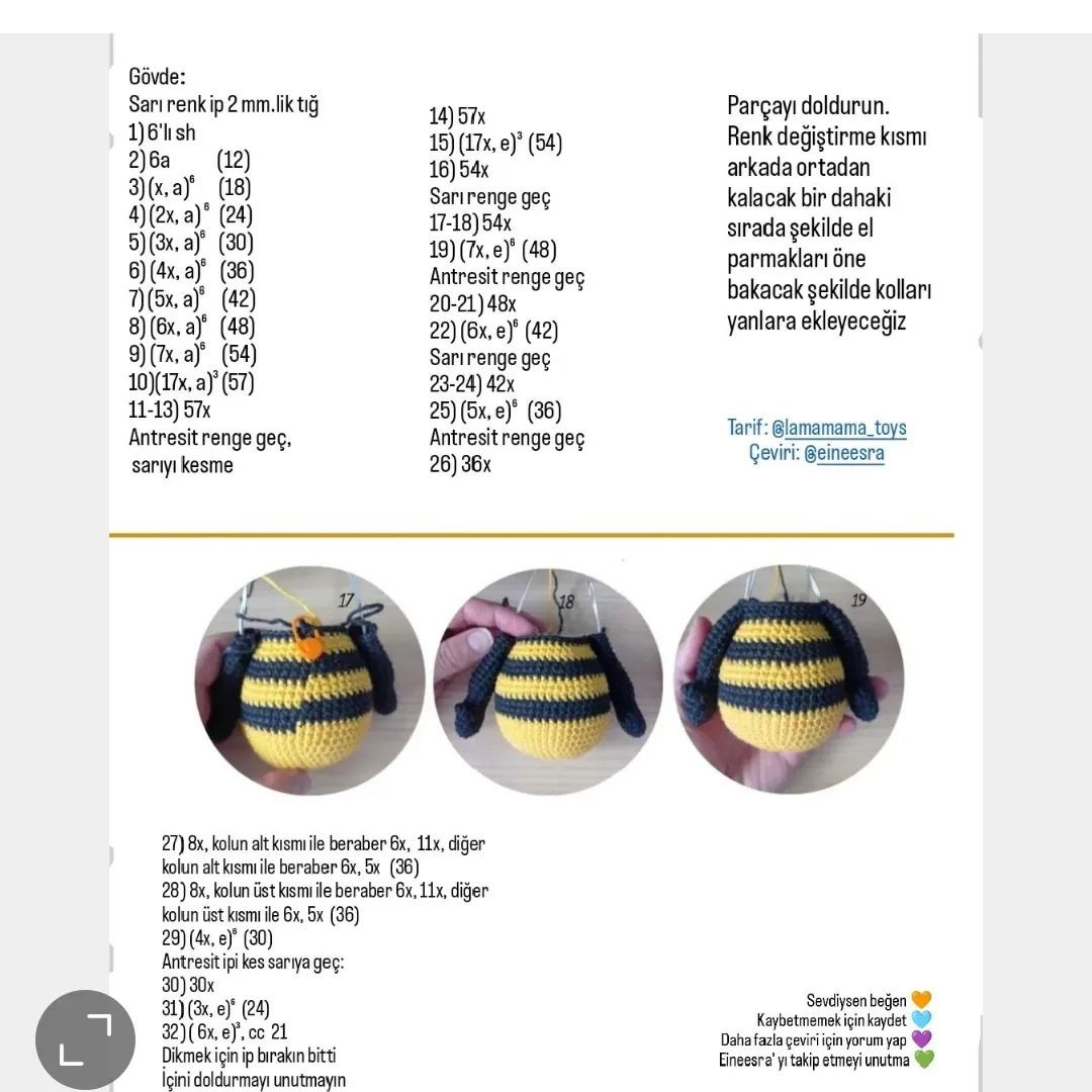 Ücretsiz Arı Amigurumi Yapımı