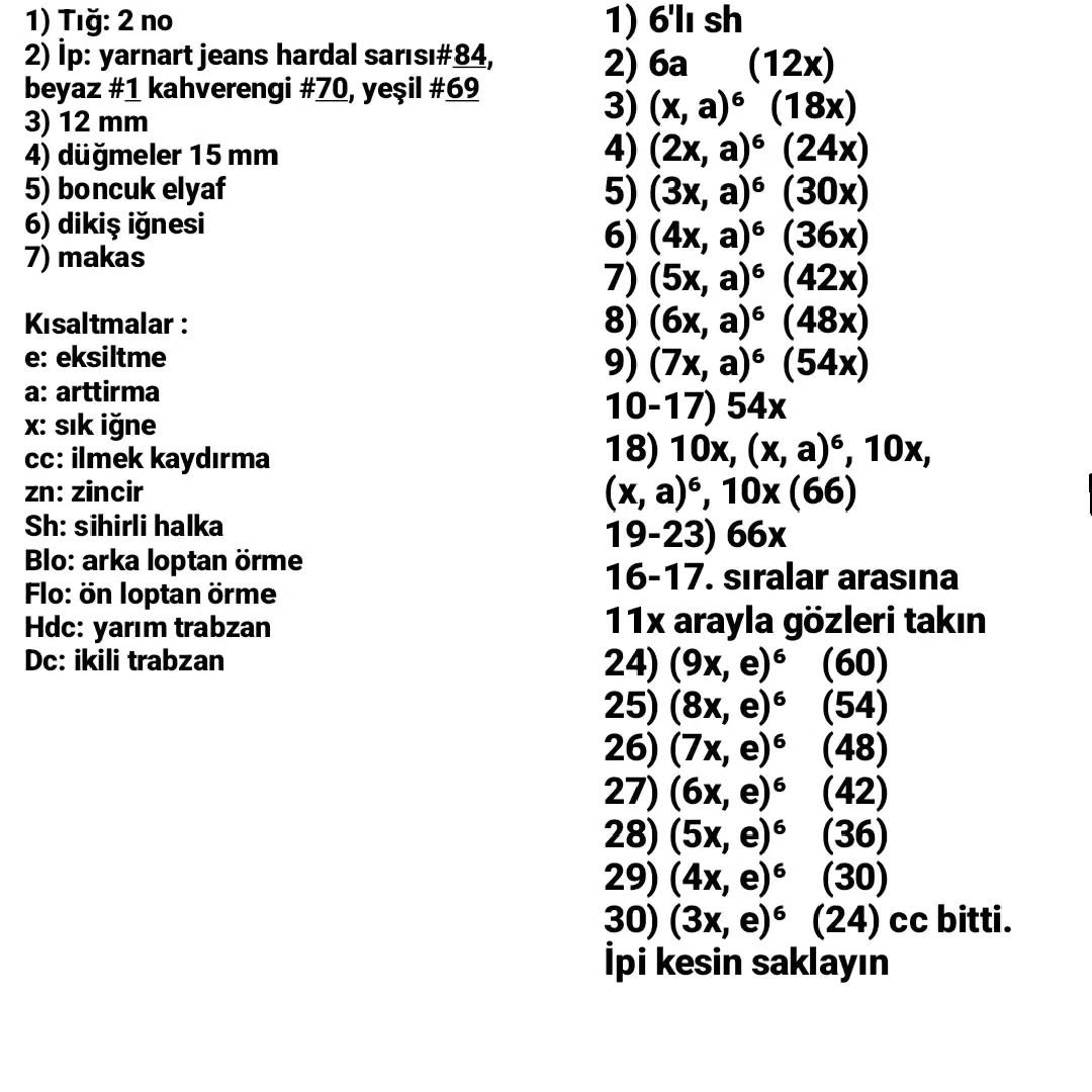 Ücretsiz Aslan Amigurumi Tığ İşi Şeması