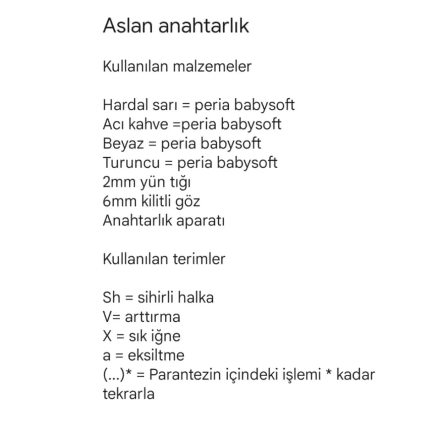 Ücretsiz Aslan Anahtarlık Örgü Şeması