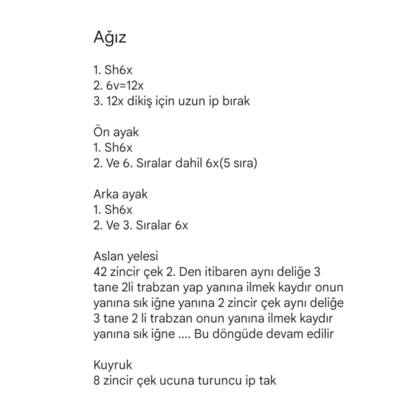 Ücretsiz Aslan Anahtarlık Örgü Şeması
