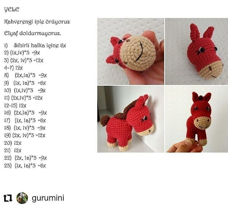 Ücretsiz At Amigurumi Tığ İşi Tarifi