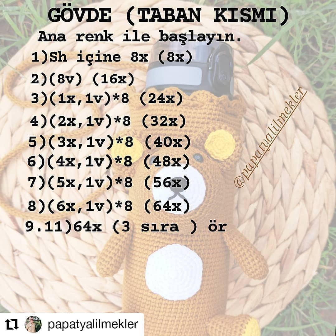 Ücretsiz Ayı Şişesi Kılıfı Tığ İşi Örneği