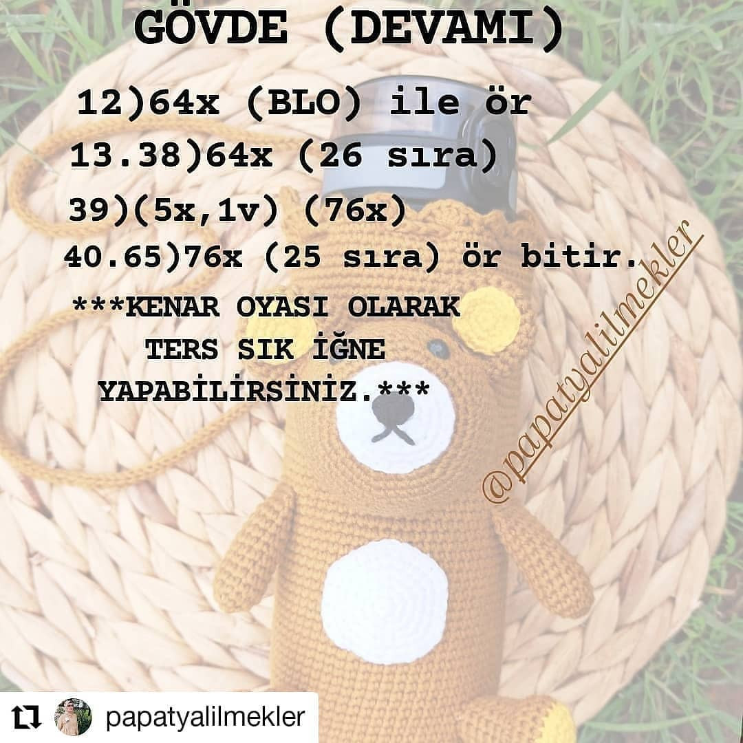 Ücretsiz Ayı Şişesi Kılıfı Tığ İşi Örneği