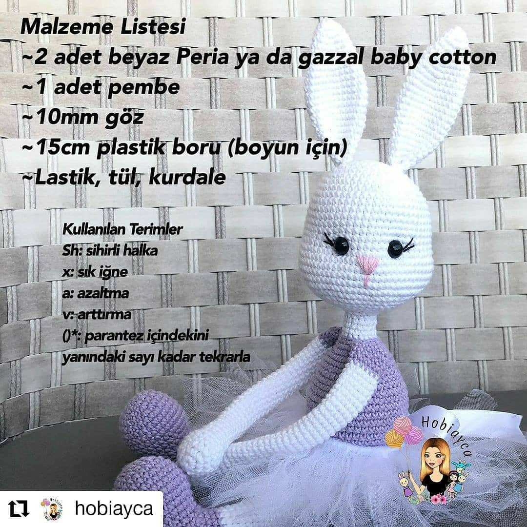 Ücretsiz Balerin Tavşan Örgü Şeması
