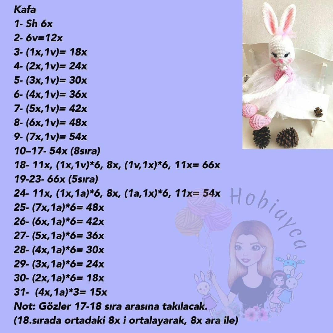 Ücretsiz Balerin Tavşan Örgü Şeması