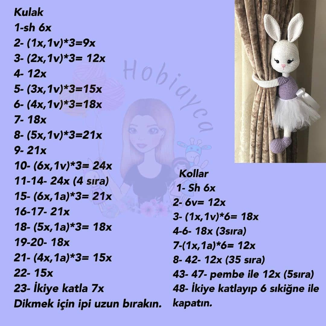 Ücretsiz Balerin Tavşan Örgü Şeması
