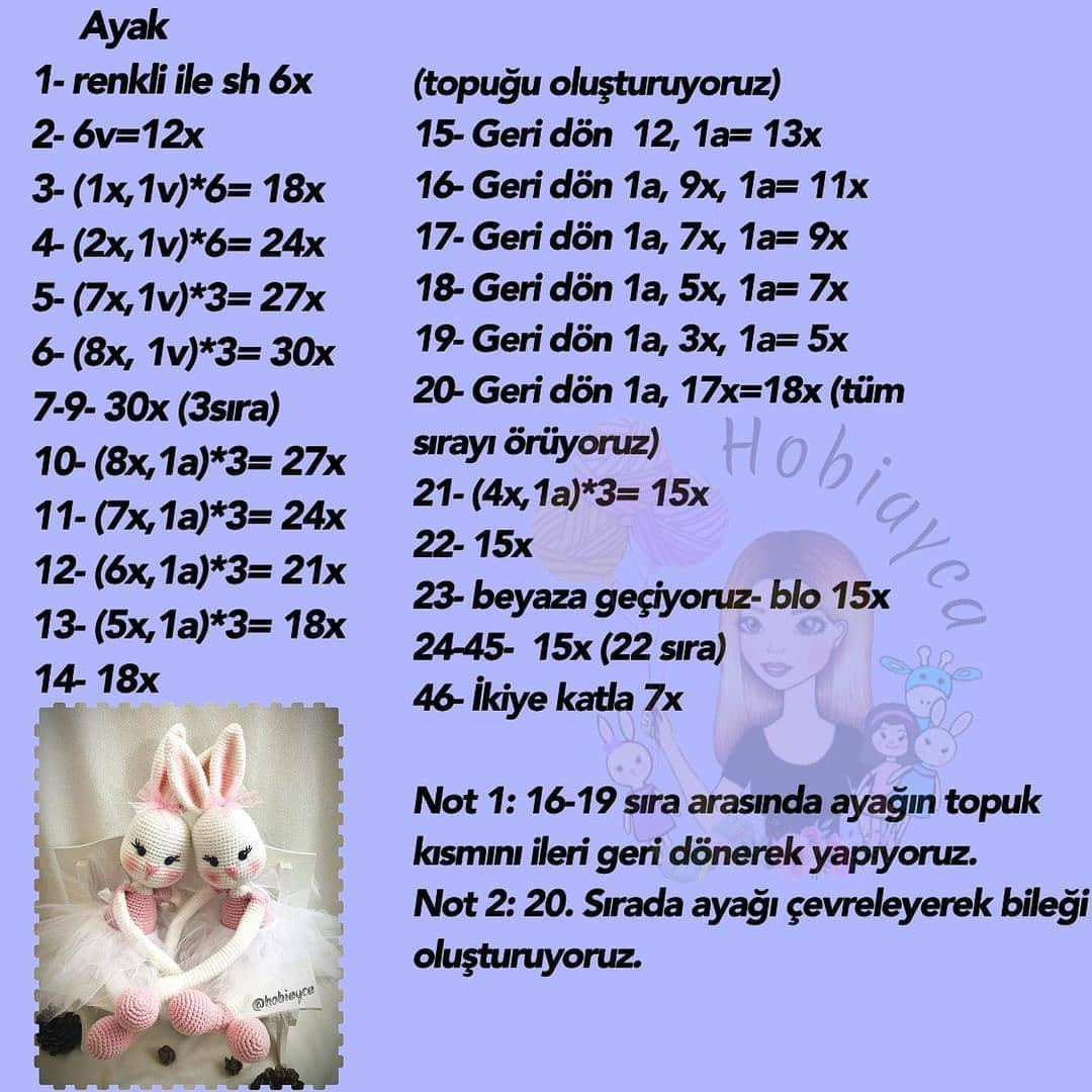 Ücretsiz Balerin Tavşan Örgü Şeması