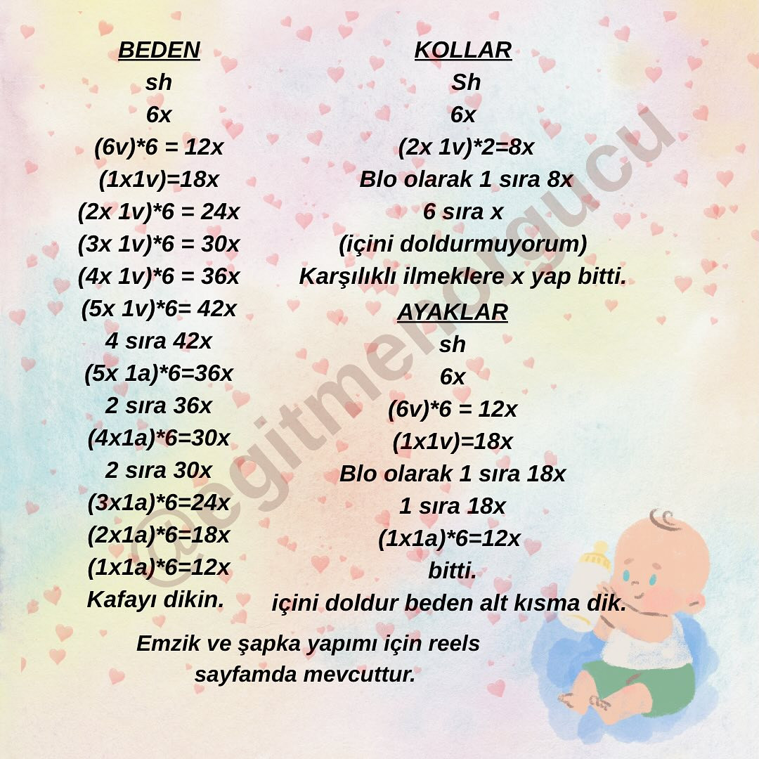 Ücretsiz Balım Bebek Amigurumi Tığ İşi Tarifi