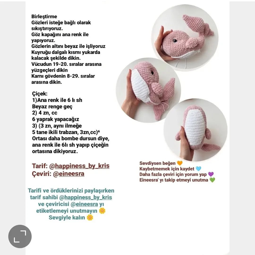 Ücretsiz  balina amigurumi tarifi