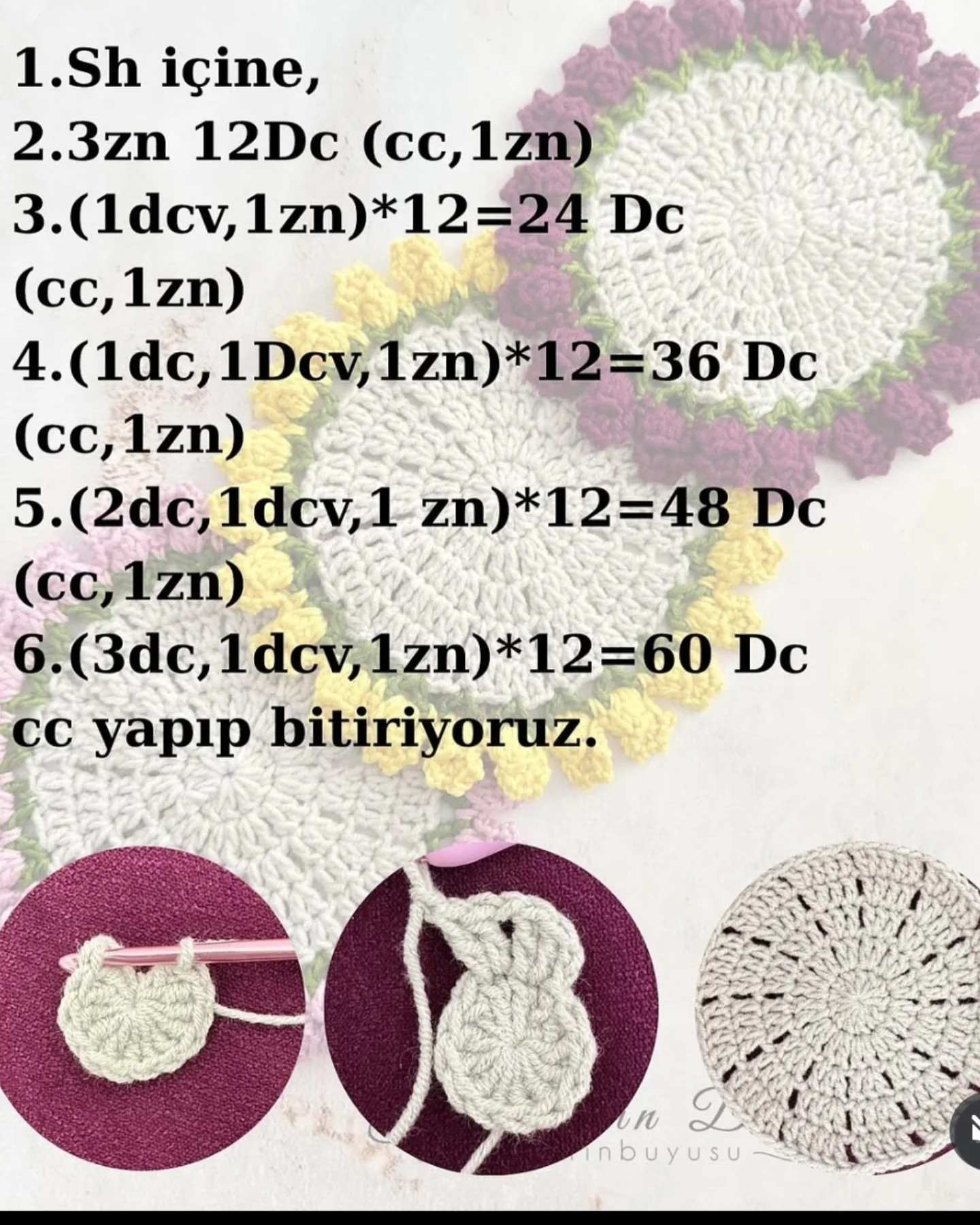 Ücretsiz Bardak Altlığı Tığ İşi Modeli