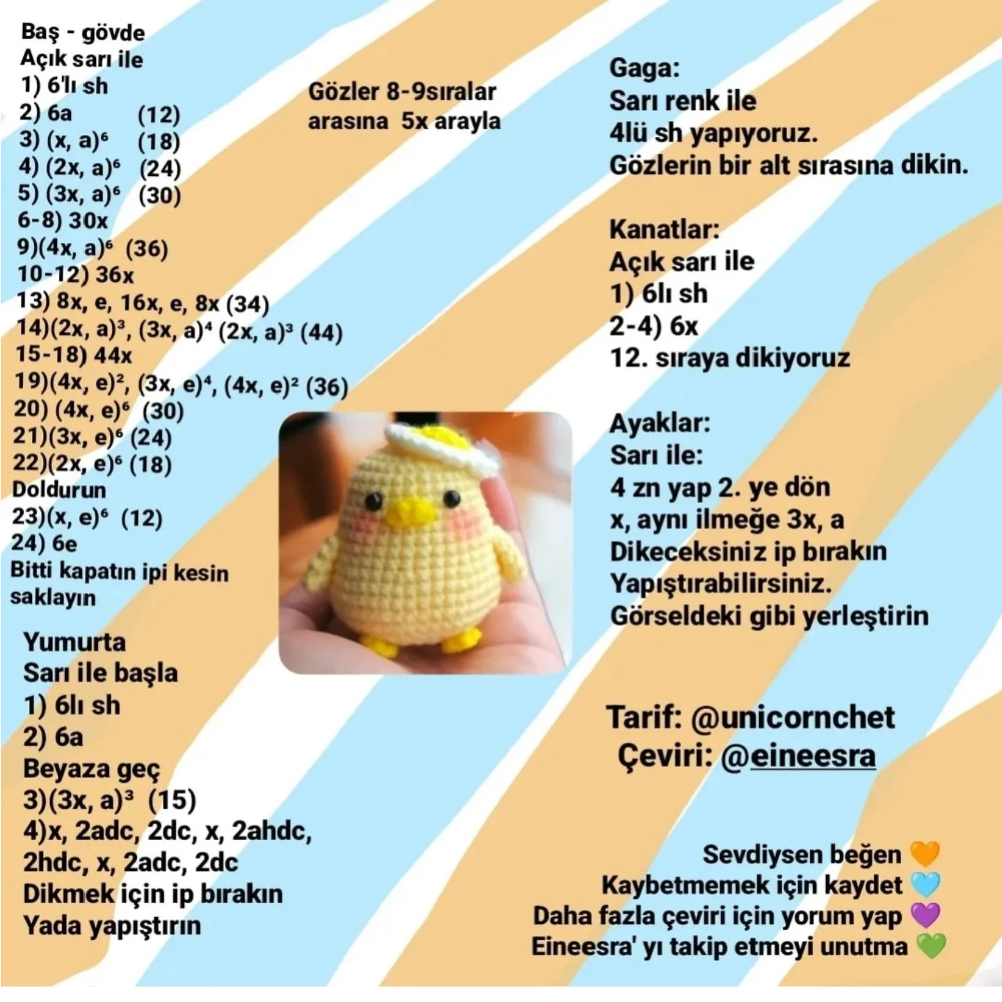 Ücretsiz Bebek Civciv Amigurumi Şeması