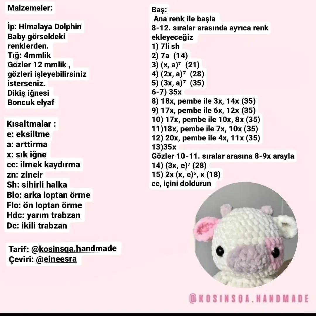 Ücretsiz Bebek İnek Amigurumi Şeması