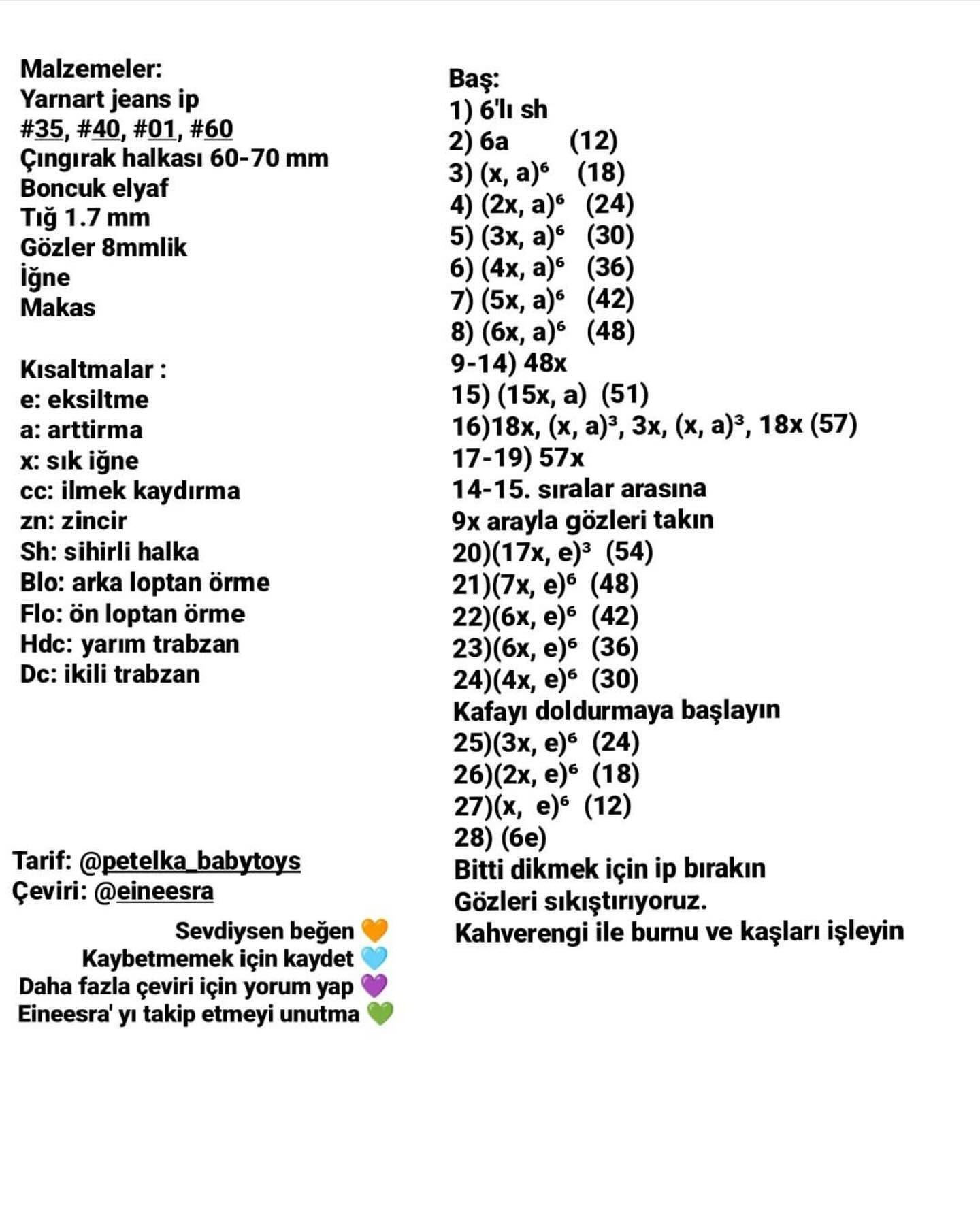 Ücretsiz Bebek Oyuncağı Tığ İşi Tarifi