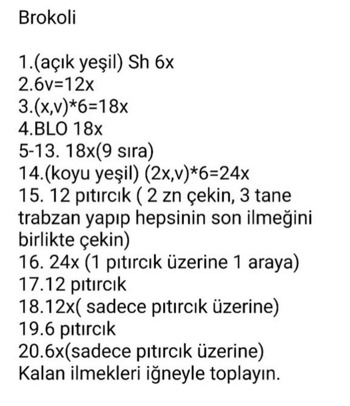 Ücretsiz Brokoli Amigurumi Tığ İşi Tarifi