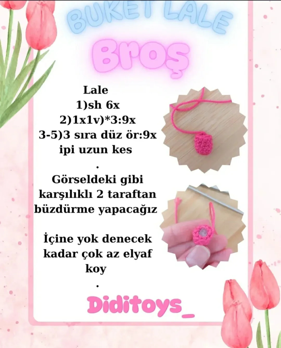 Ücretsiz Buket Lale Broş Tığ İşi Tarifi