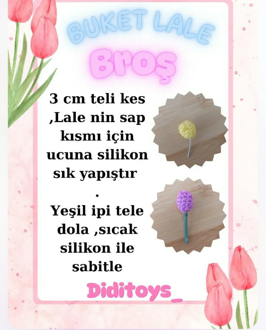 Ücretsiz Buket Lale Broş Tığ İşi Tarifi