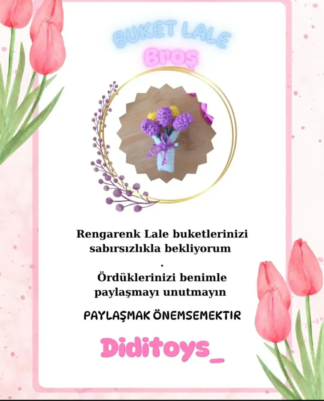 Ücretsiz Buket Lale Broş Tığ İşi Tarifi