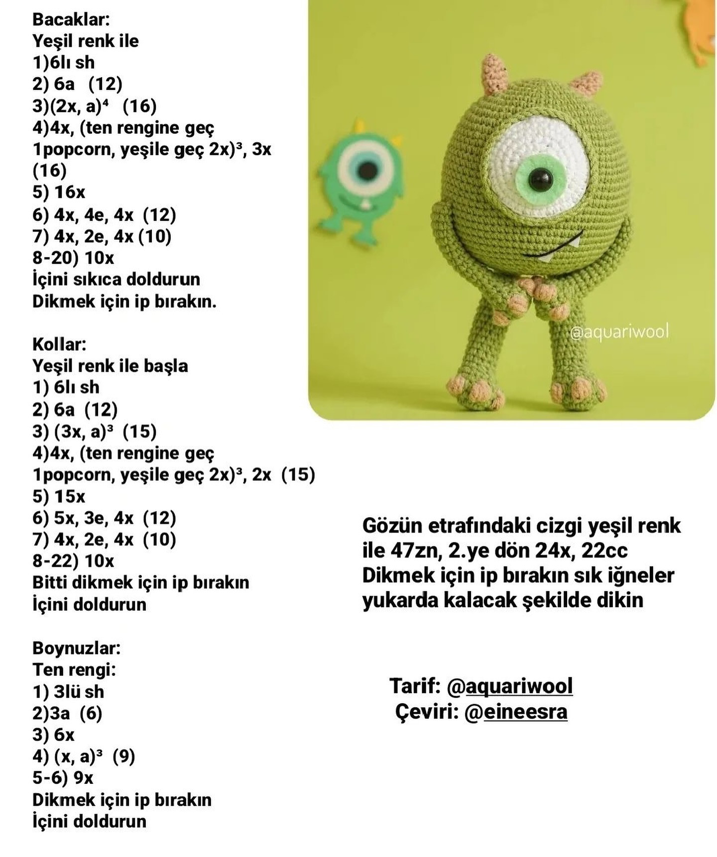 Ücretsiz Canavar Örgü Şeması