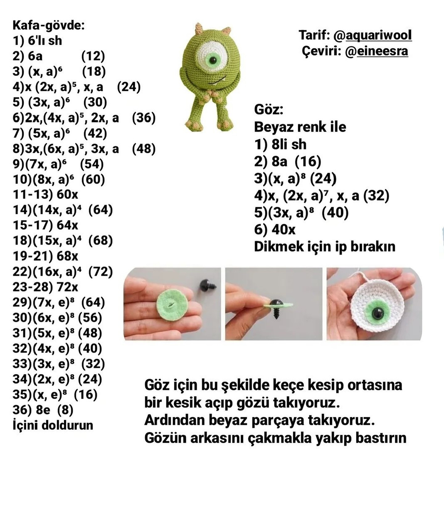 Ücretsiz Canavar Örgü Şeması