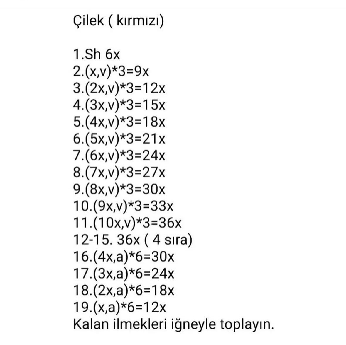 Ücretsiz Çilek Amigurumi Tığ İşi Tarifi