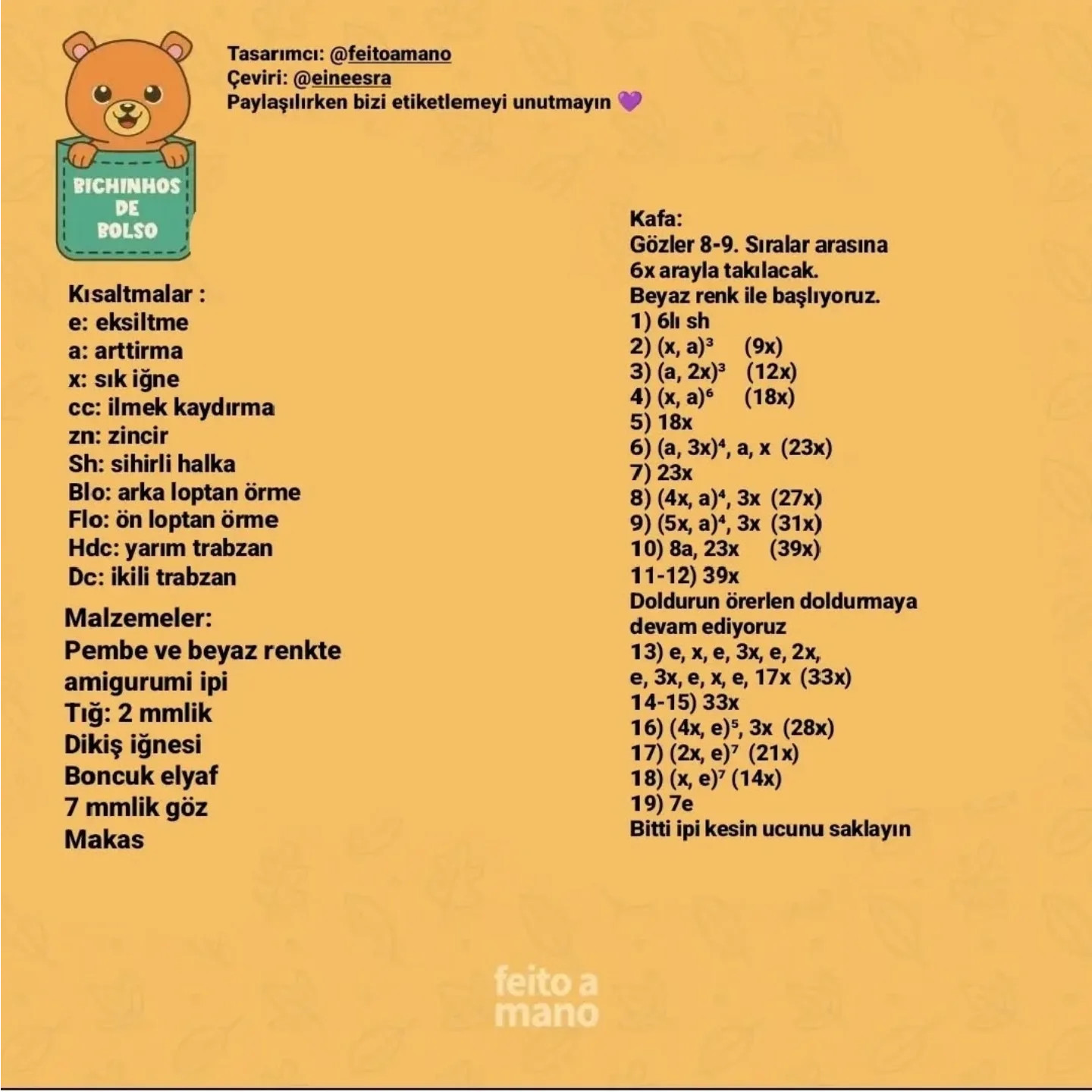 Ücretsiz fare amigurumi yapılışı