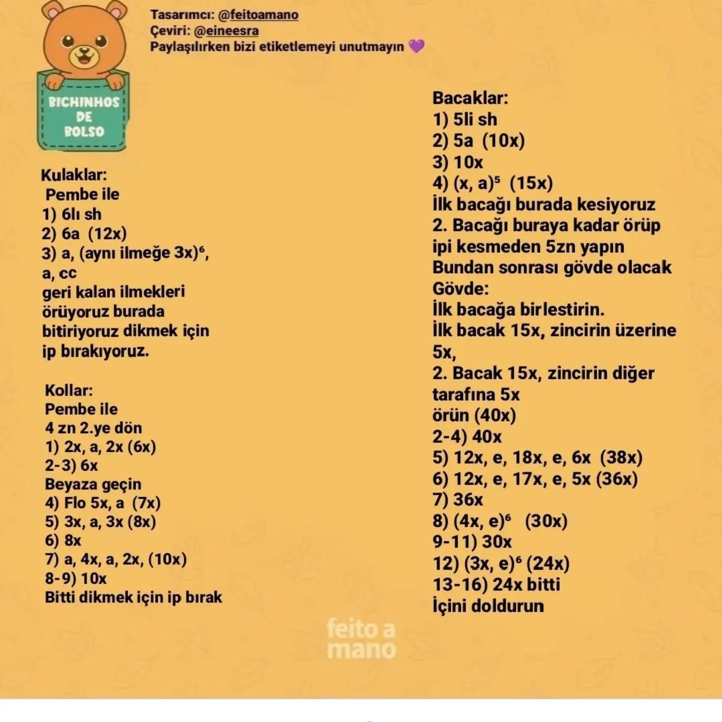 Ücretsiz fare amigurumi yapılışı