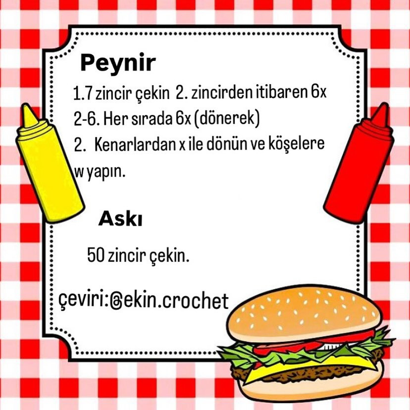 ÜCRETSİZ HAMBURGER AMIGURUMI TARİFİ