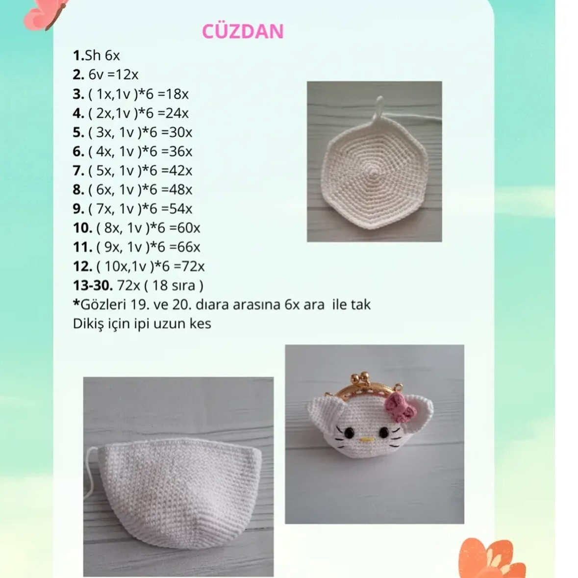 Ücretsiz Hello Kitty Mini Cüzdan ve Taç Yapımı