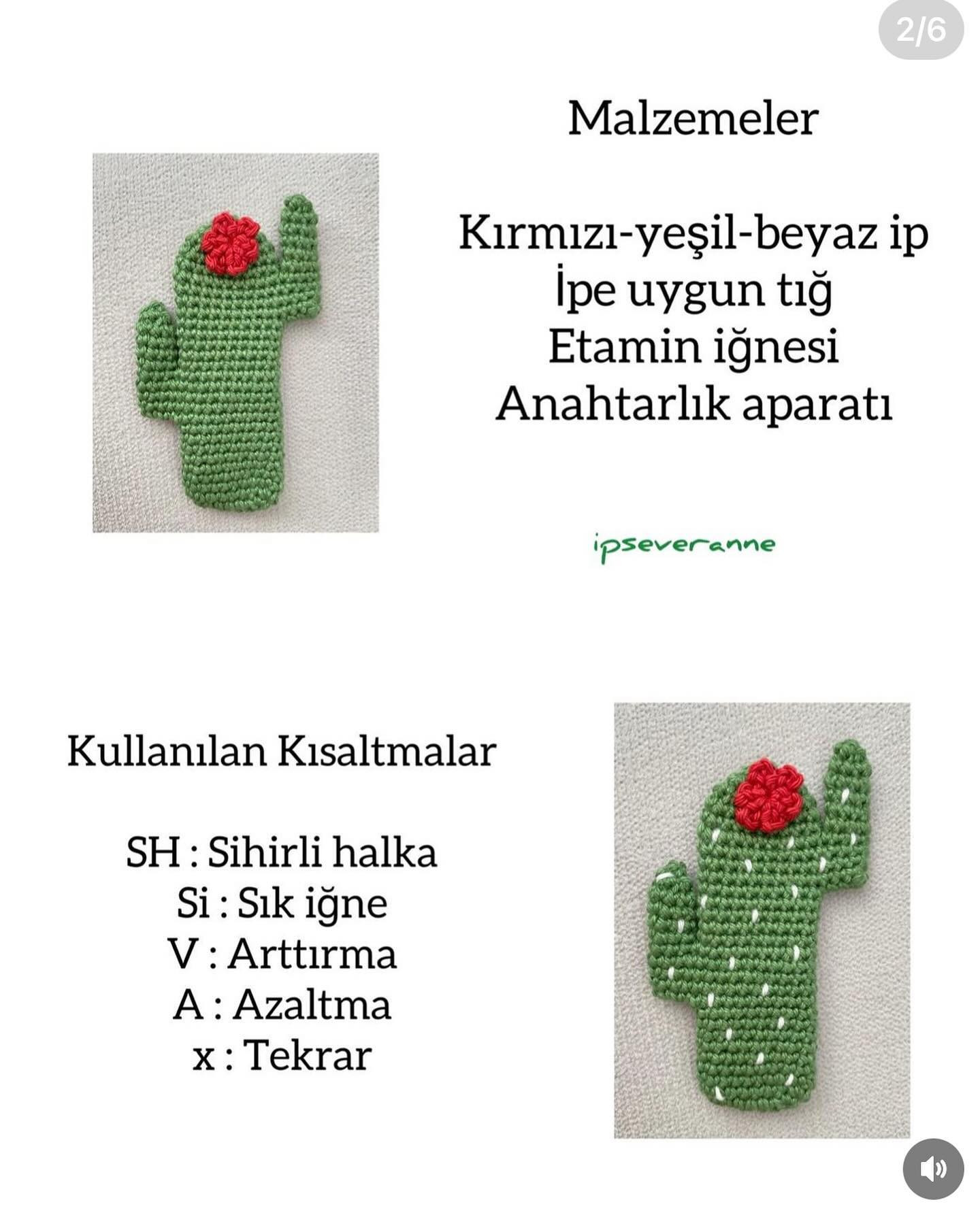 Ücretsiz Kaktüs Anahtarlık Tığ İşi Tarifi