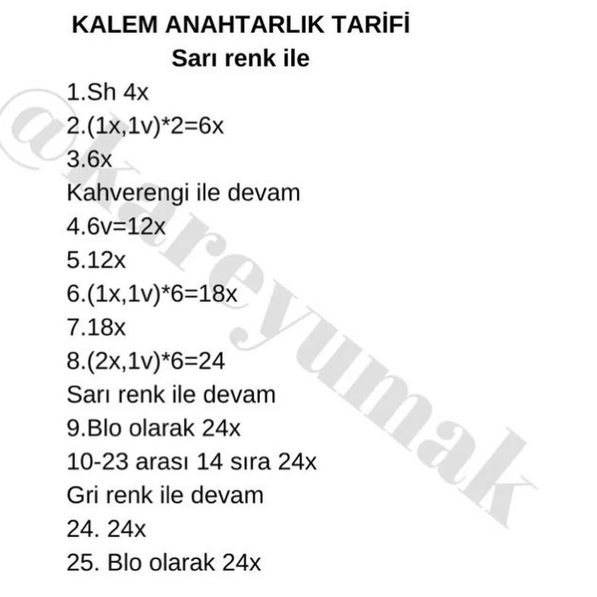 Ücretsiz Kalem Anahtarlık Tığ İşi Şeması