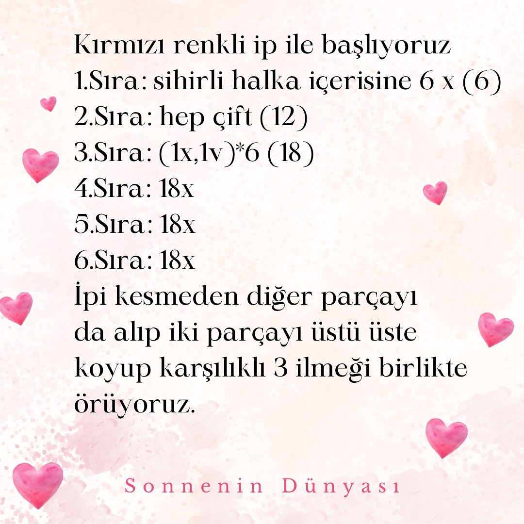 Ücretsiz Kalp Amigurumi Şeması